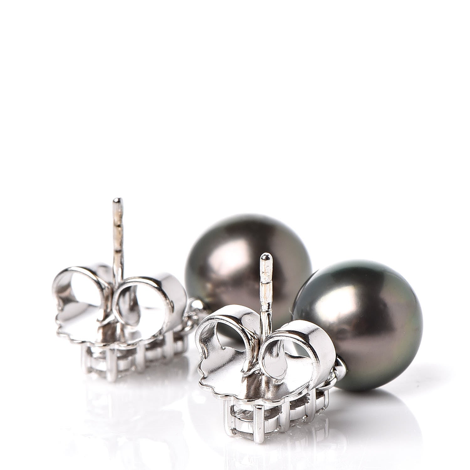 Mikimoto 18K White Gold Diamond Black South Sea Pearl 9mm Morning Dew Earrings 3 of 5