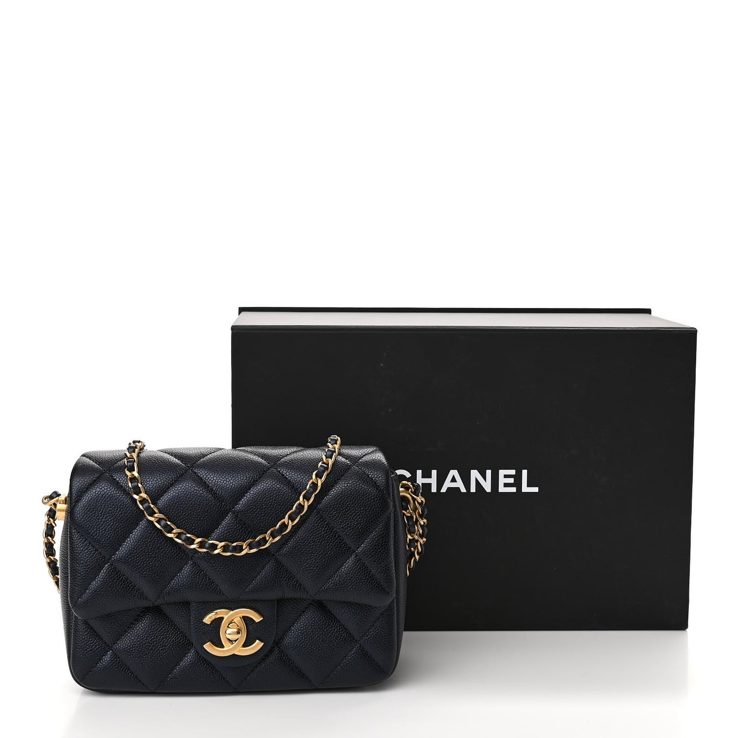 Iridescent Caviar Quilted Mini My Perfect Flap Black