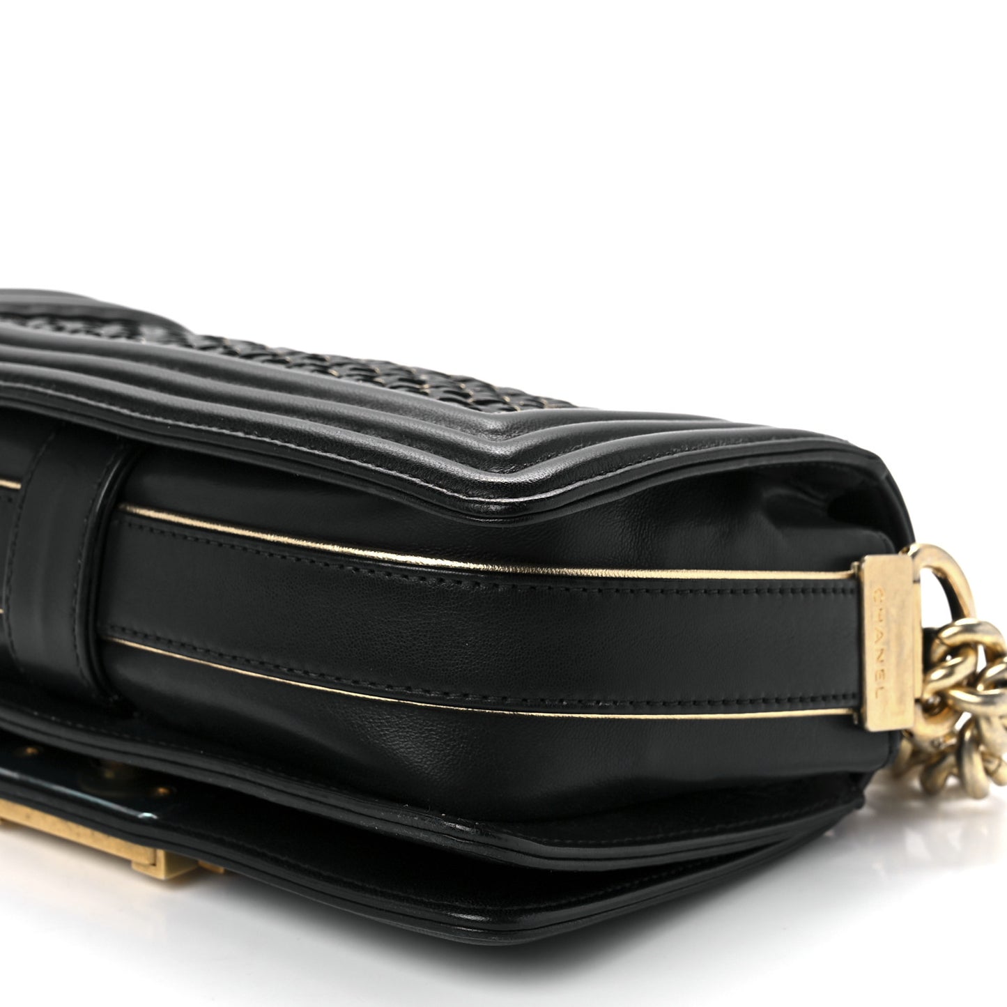 Sheepskin Braided Small Boy Reverso Flap Black