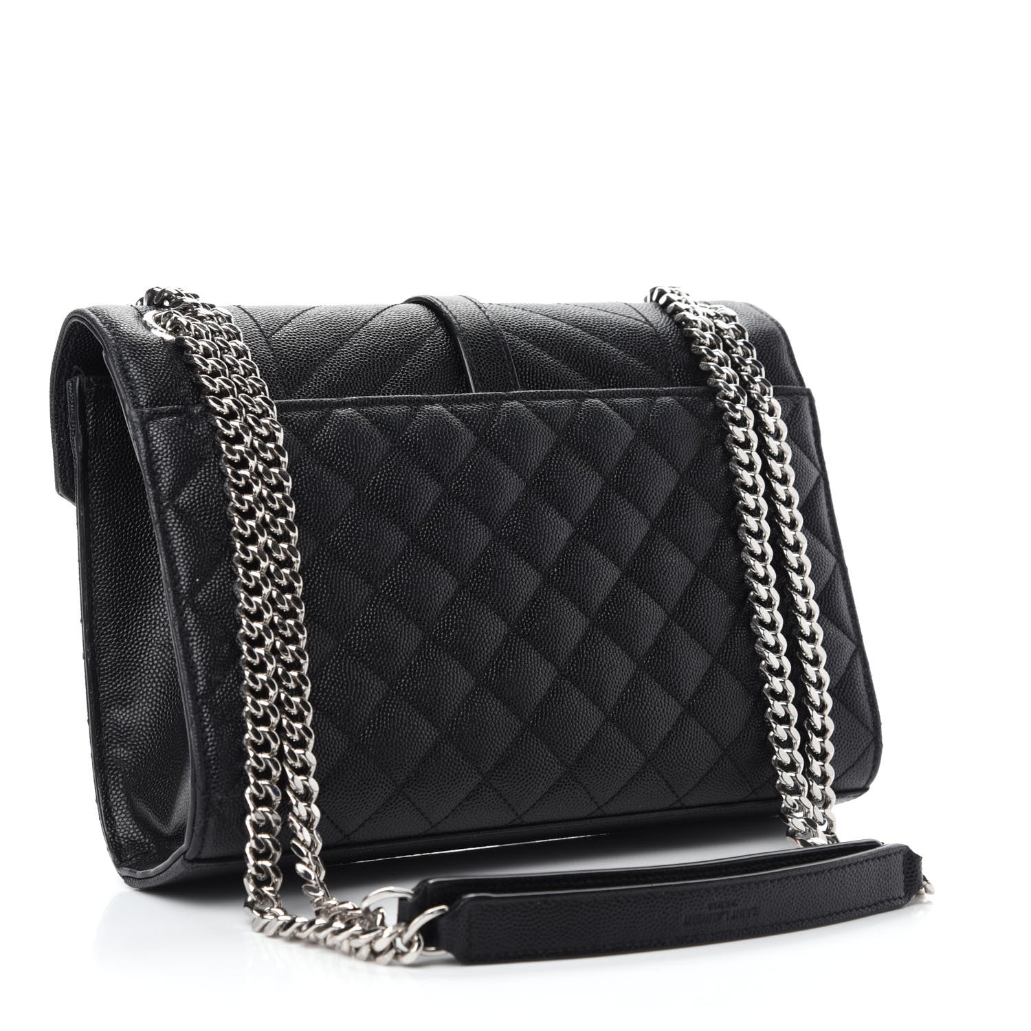 Saint Laurent Grain De Poudre Textured Mixed Matelasse Triquilt Medium Monogram Satchel Black 3 of 12