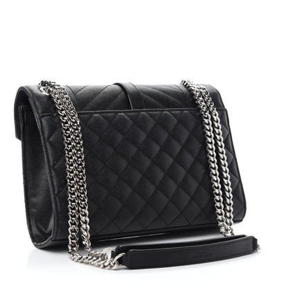 Saint Laurent Grain De Poudre Textured Mixed Matelasse Triquilt Medium Monogram Satchel Black 3 of 12