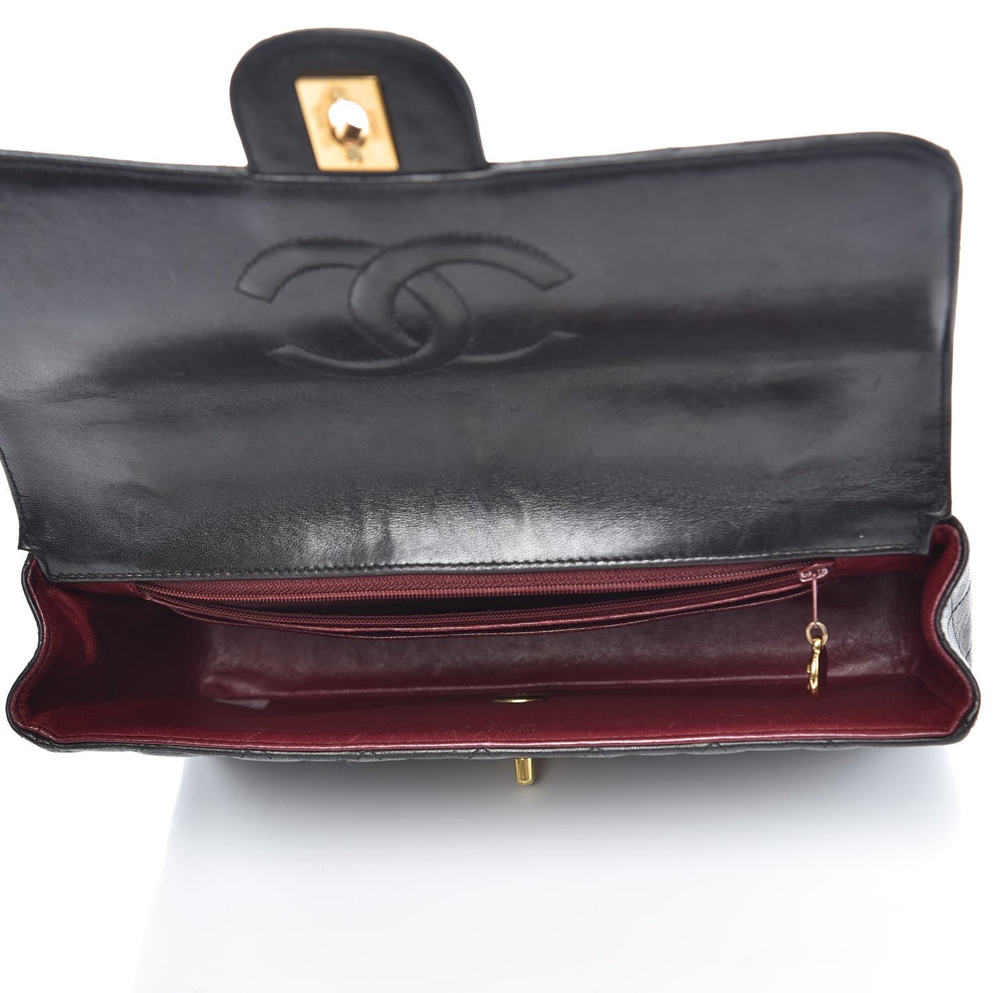 Lambskin Quilted Medium Rectangular Kelly Flap Bag Black