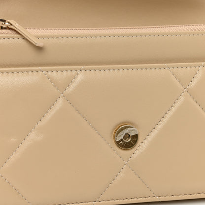 Chanel Lambskin Quilted Chanel 19 Wallet On Chain WOC Beige 13 of 14