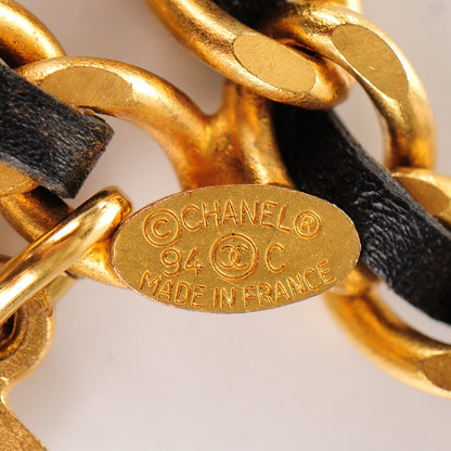 Chanel Lambskin Chain Iconic Charm Belt Black Gold 3 of 7