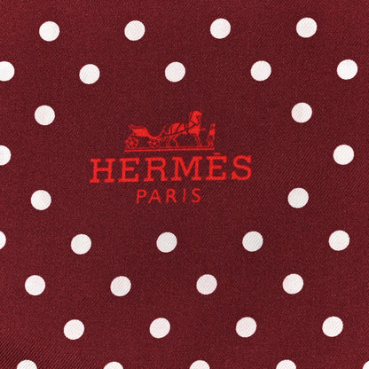 Hermes Silk Lettres Et Pois Maxi Twilly Cut Bordeaux Rouge Rose 2 of 3