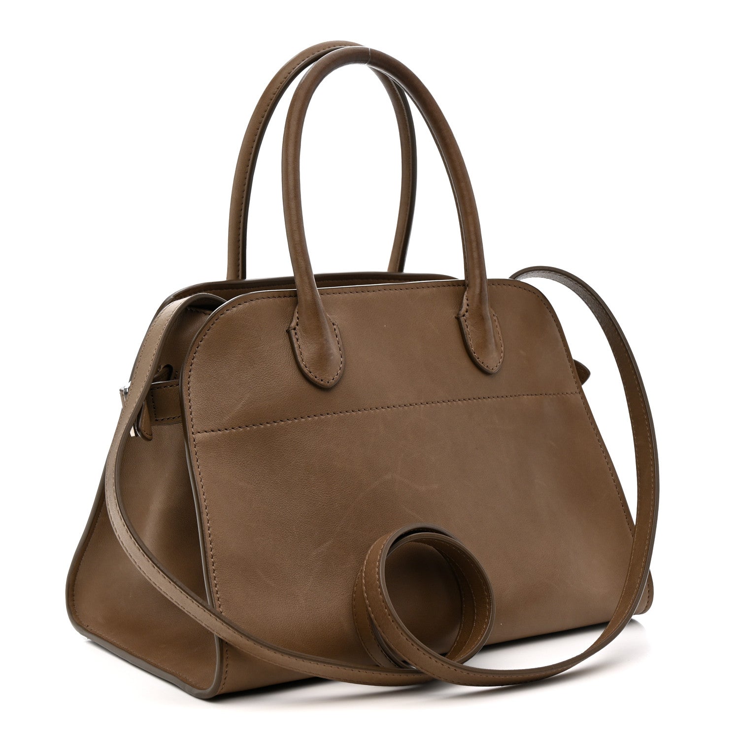 The Row Polished Saddle Calfskin Soft Margaux 10 Bag Mouse Grey 3 of 14