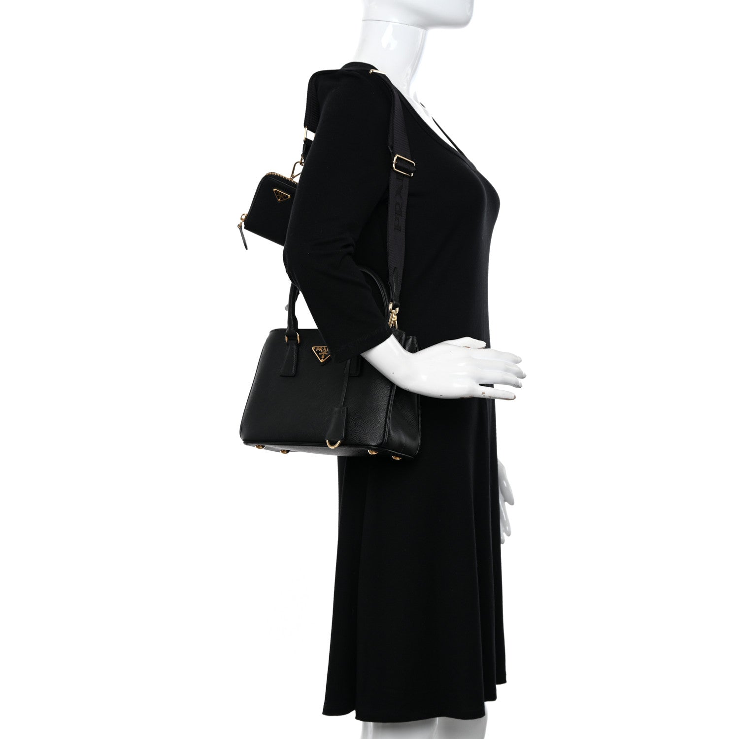 Prada Saffiano Lux Micro Galleria Shoulder Bag Black 2 of 10