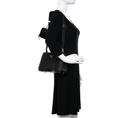 Prada Saffiano Lux Micro Galleria Shoulder Bag Black 2 of 10
