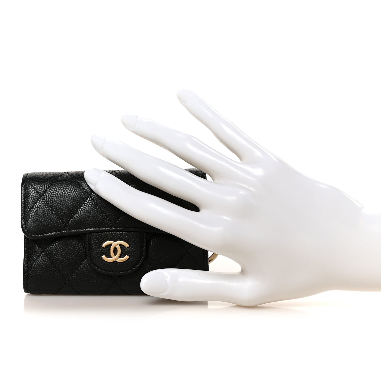 Caviar Quilted Classic 4 Key Holder Wallet Black