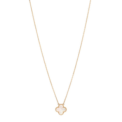 Van Cleef & Arpels 18K Yellow Gold Mother of Pearl Vintage Alhambra Pendant Necklace 1 of 5