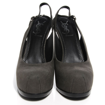 Saint Laurent Suede Tribtoo 80 Slingback Pumps 39 Anthracite 2 of 7