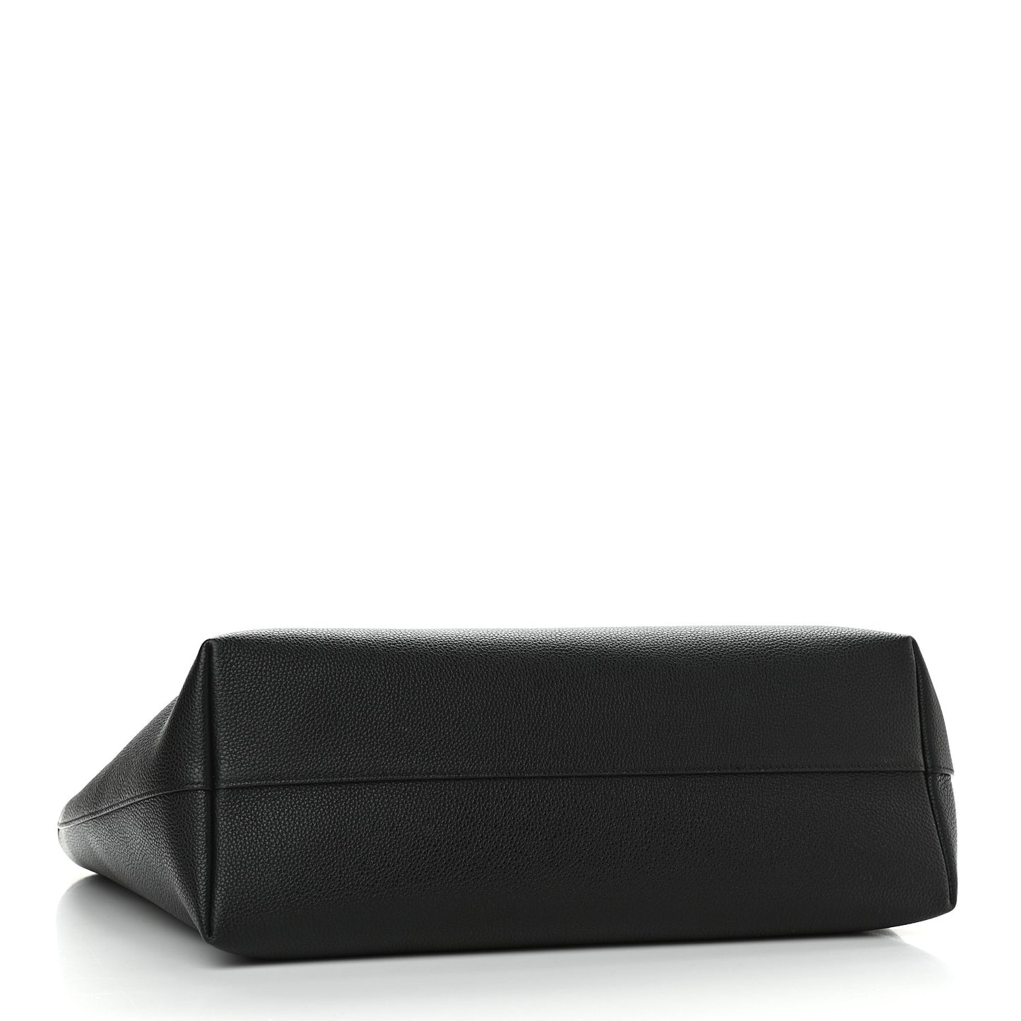 Grained Calfskin East West Medium Zipper Tote Black