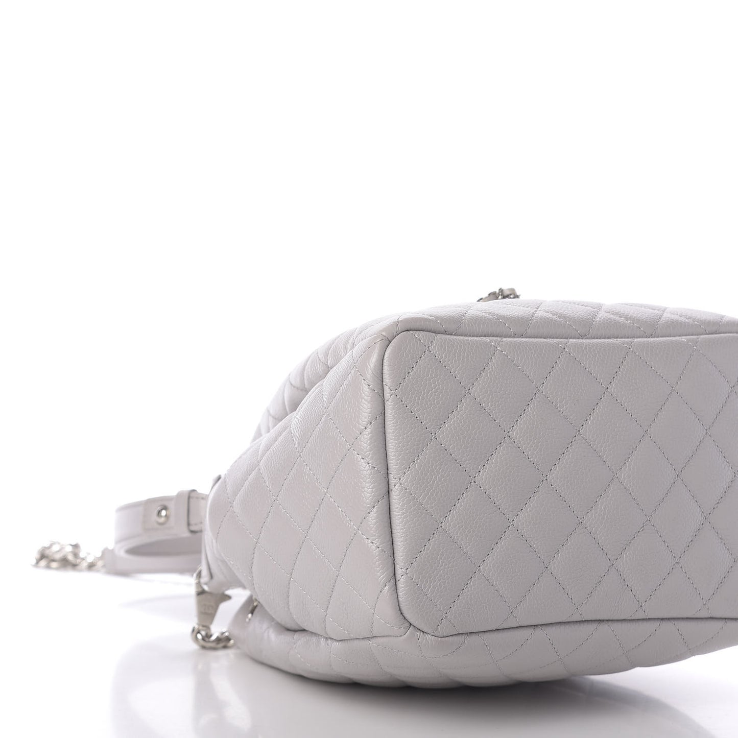 Caviar Quilted Small Chain Bucket Bag Light Gray