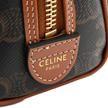 Celine Triomphe Canvas Calfskin Mini Boston Bag Tan 6 of 10