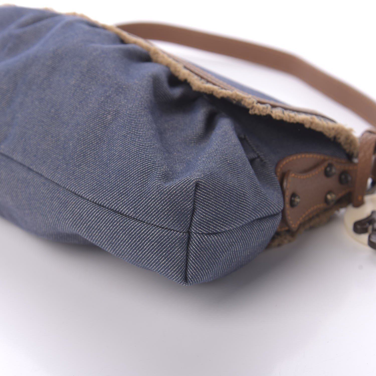 Fendi Denim Small Chef Shoulder Bag Blue 7 of 9