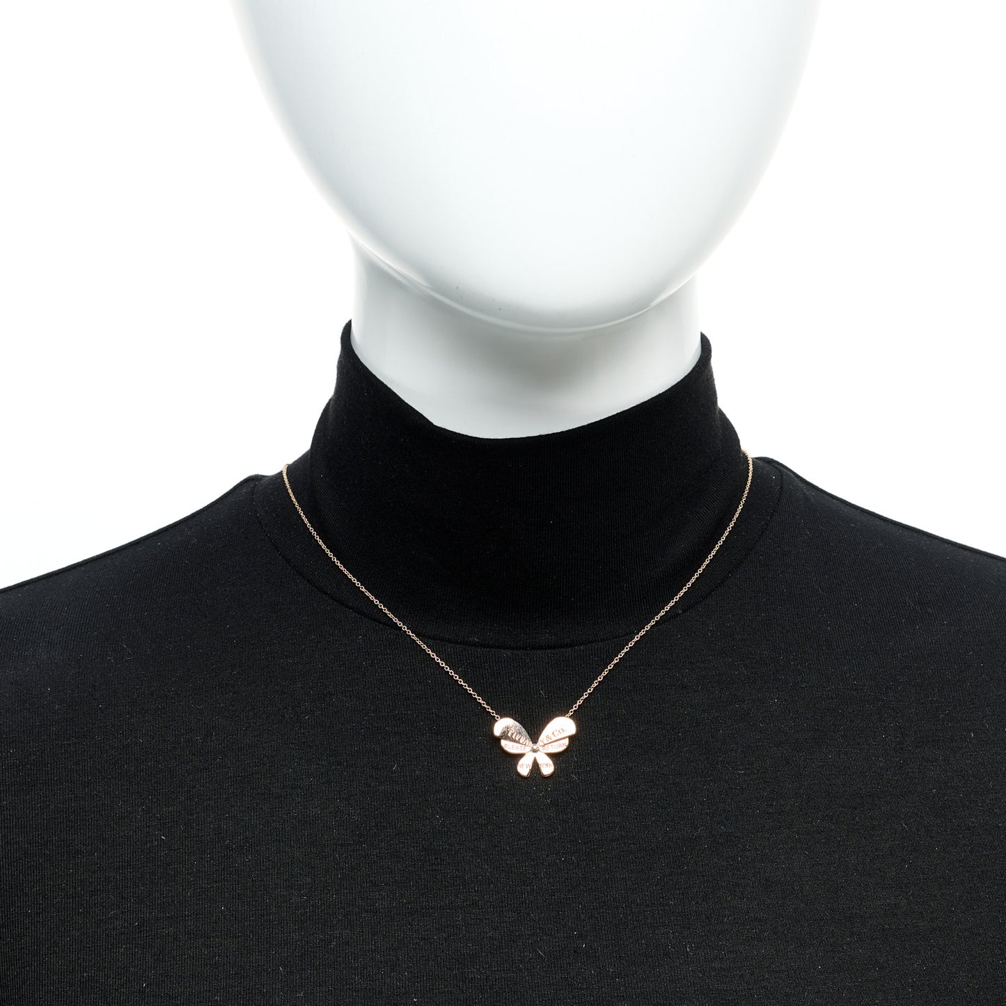 18K Rose Gold Sterling Silver Return to Tiffany Love Bugs Butterfly Pendant Necklace