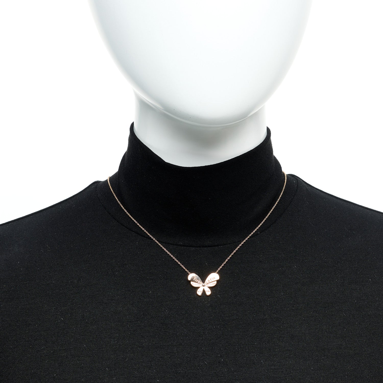 Tiffany 18K Rose Gold Sterling Silver Return to Tiffany Love Bugs Butterfly Pendant Necklace 2 of 8