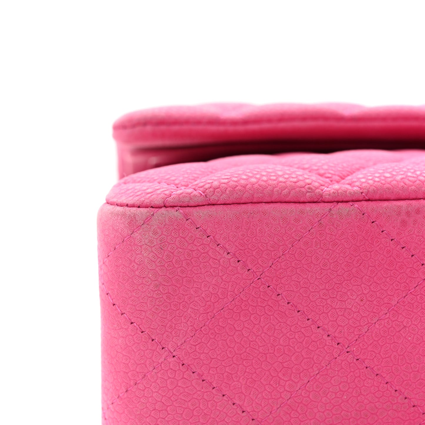 Iridescent Caviar Quilted Medium Double Flap Pink