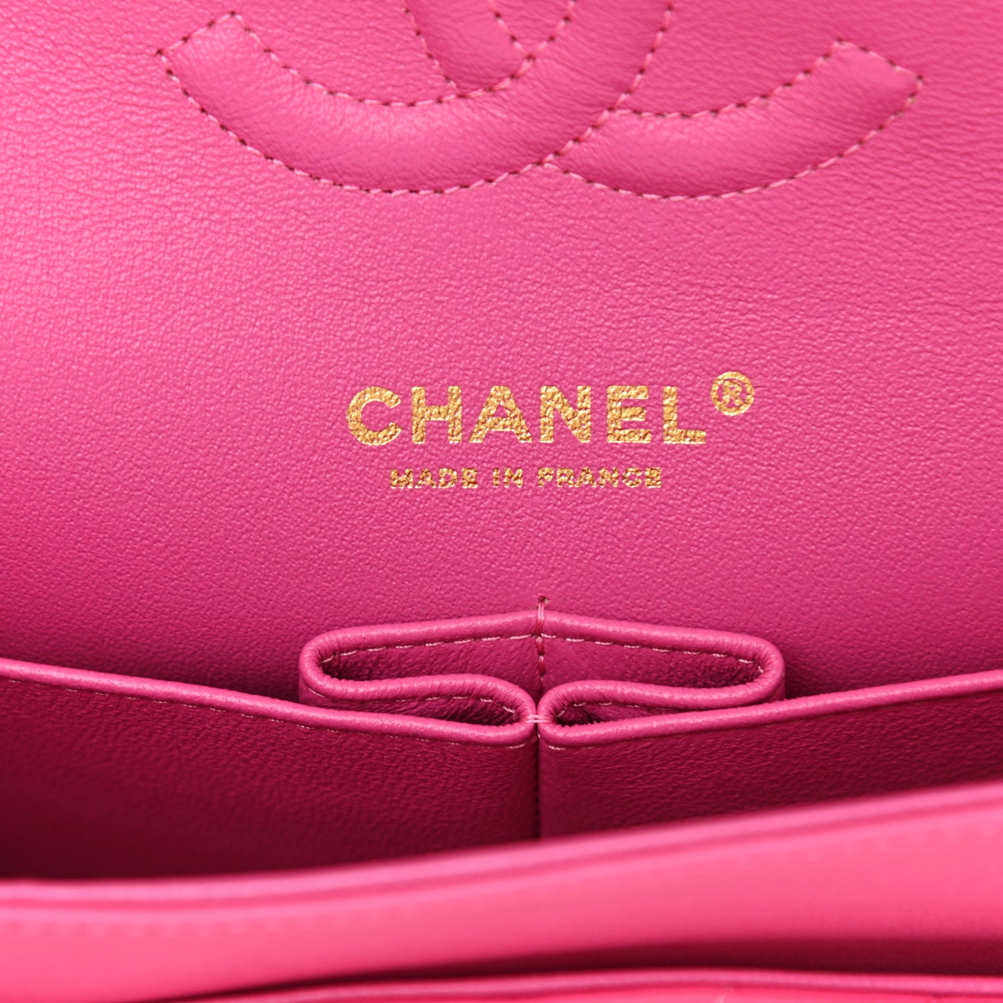 Lambskin Chevron Quilted Medium Double Flap Pink