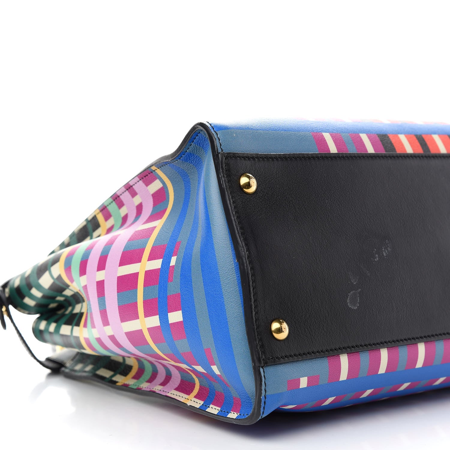 Fendi Vitello Seta Digital Print Large Peekaboo Iconic Satchel Multicolor Black 7 of 10