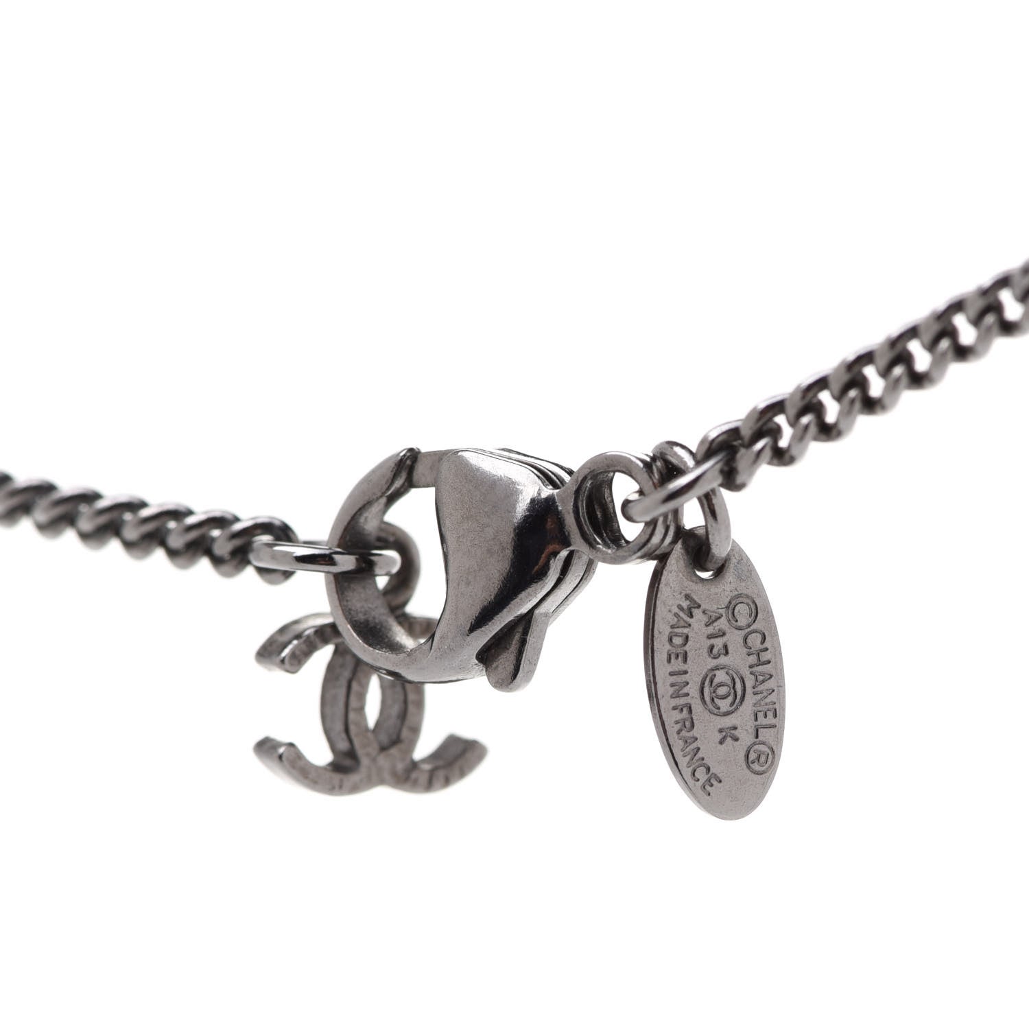 Chanel Crystal CC Necklace Silver 5 of 7