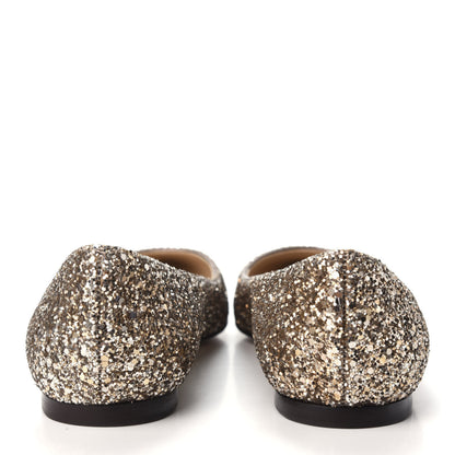 Jimmy Choo Glitter Alina Flats 35 Antique Gold 6 of 9