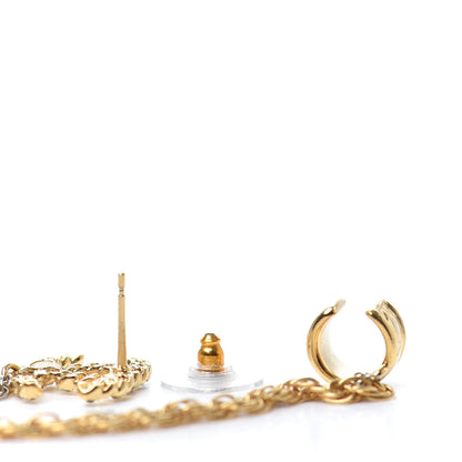 Chanel Crystal CC Chain Cuff Single Earring Gold Silver 3 of 4