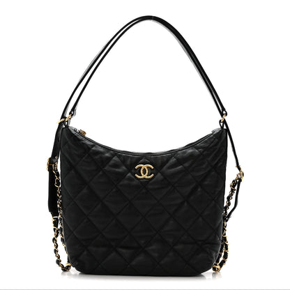 Chanel Lambskin Quilted Maxi Hobo Black 1 of 11
