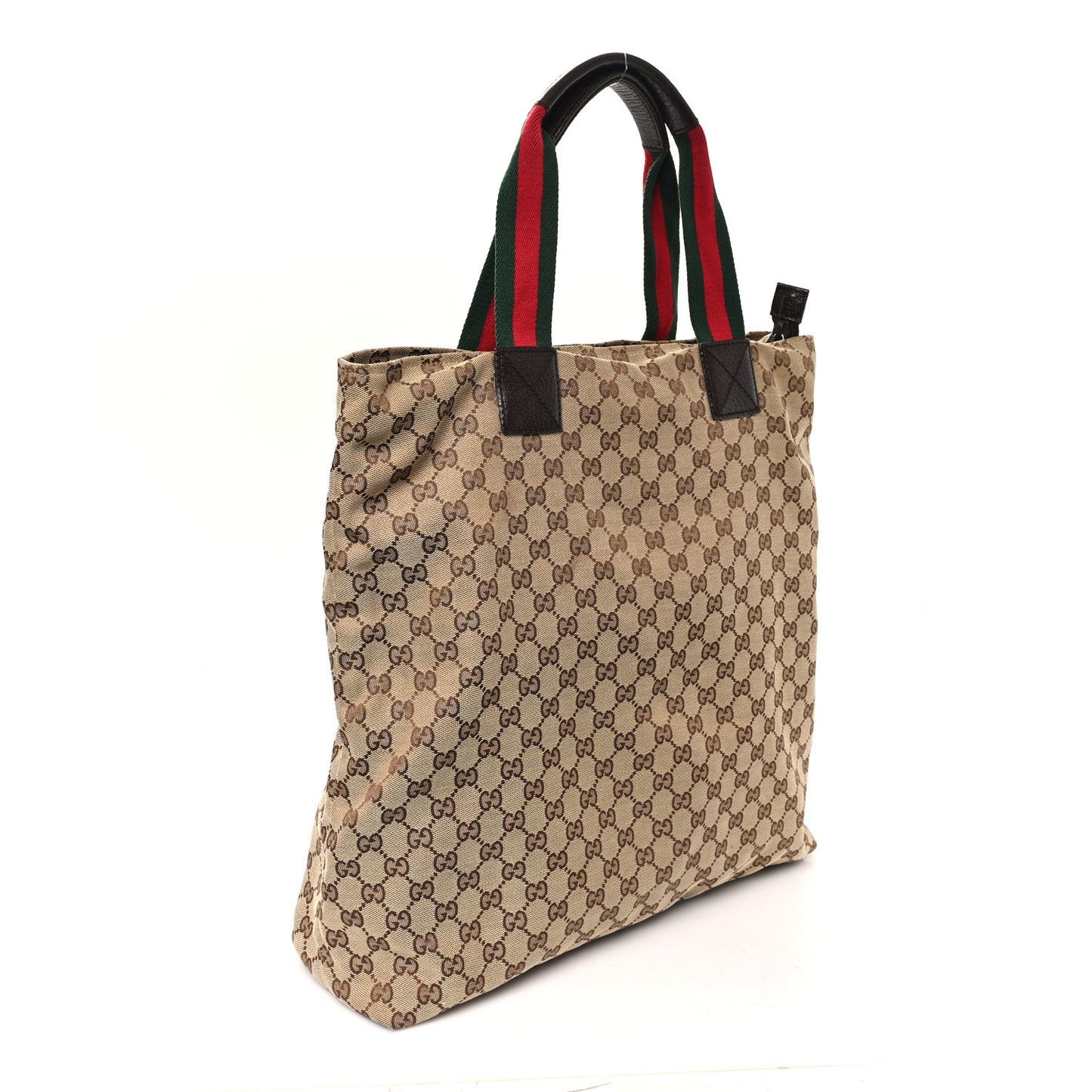 GG Monogram Large Web Handle Vertical Tote Dark Brown