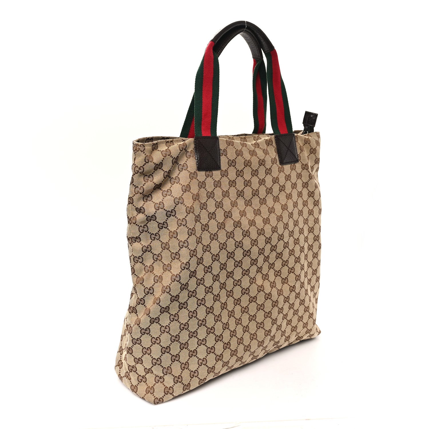 Gucci GG Monogram Large Web Handle Vertical Tote Dark Brown 3 of 11