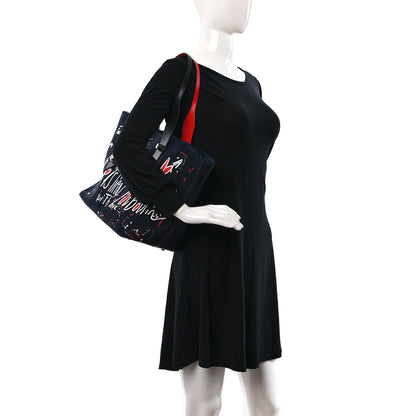 Christian Louboutin Denim Frangibus Printed Tote Dark Blue Multicolor 3 of 8