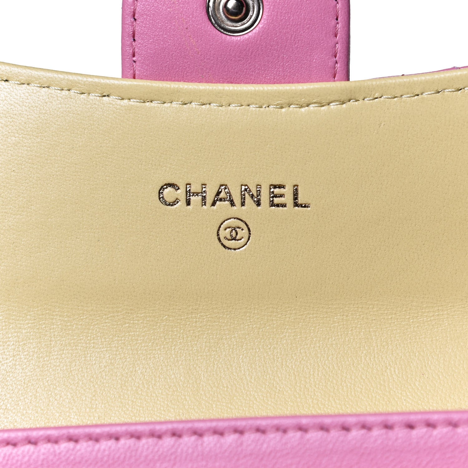 Chanel Lambskin Quilted Flap Card Holder Wallet Pink Yellow 8 of 11