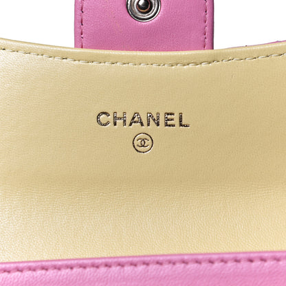 Chanel Lambskin Quilted Flap Card Holder Wallet Pink Yellow 8 of 11