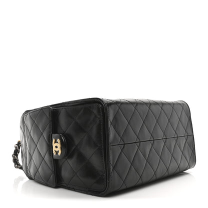 Chanel Shiny Crumpled Calfskin Quilted Small Chanel 25 Handbag Black 4 of 11