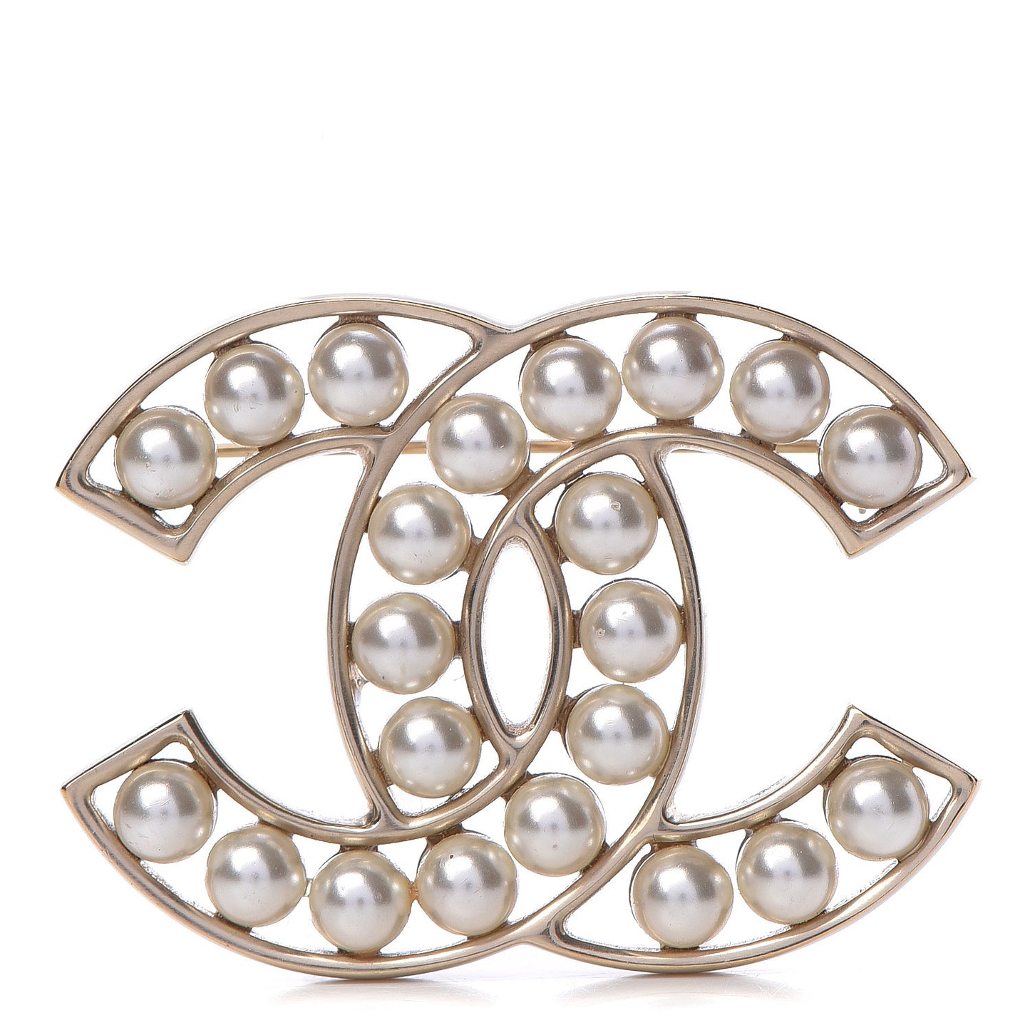 CC Pearl Brooch Pin Gold