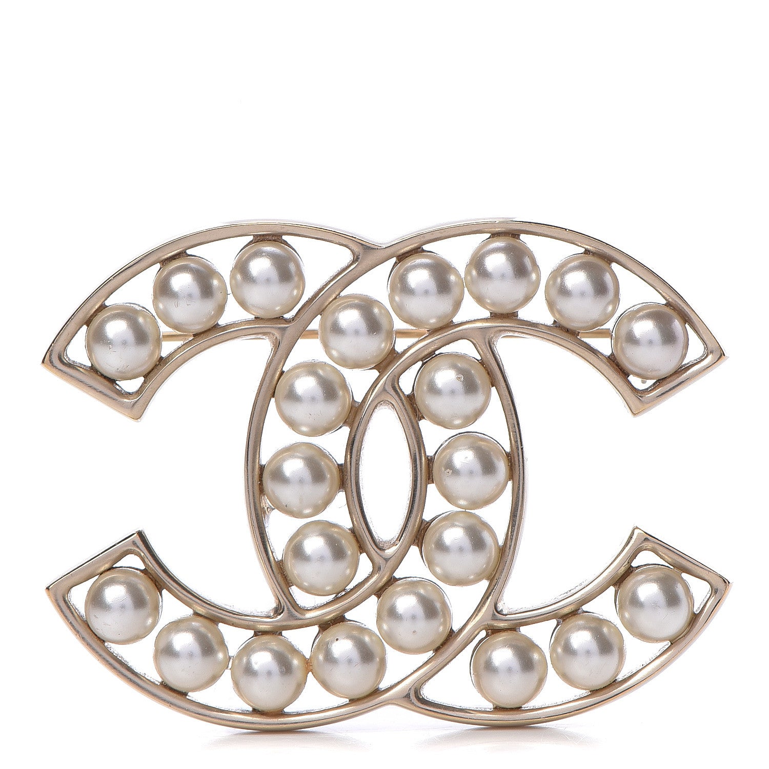 Chanel CC Pearl Brooch Pin Gold 1 of 4