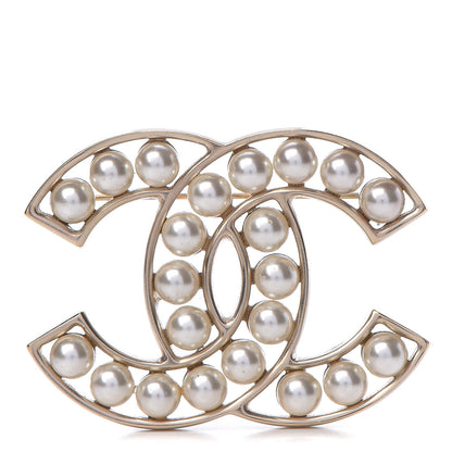 Chanel CC Pearl Brooch Pin Gold 1 of 4