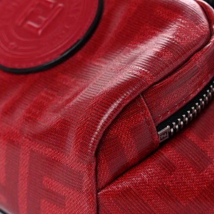 Fendi Glazed Fabric Vitello Century FF 1974 Stamp Patch Pocket Belt Bag Rosso 9 of 12