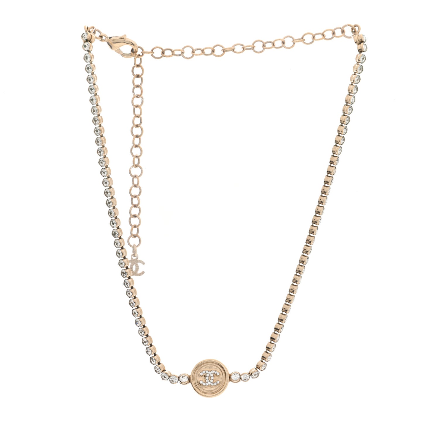 Crystal CC Chain Short Necklace Gold