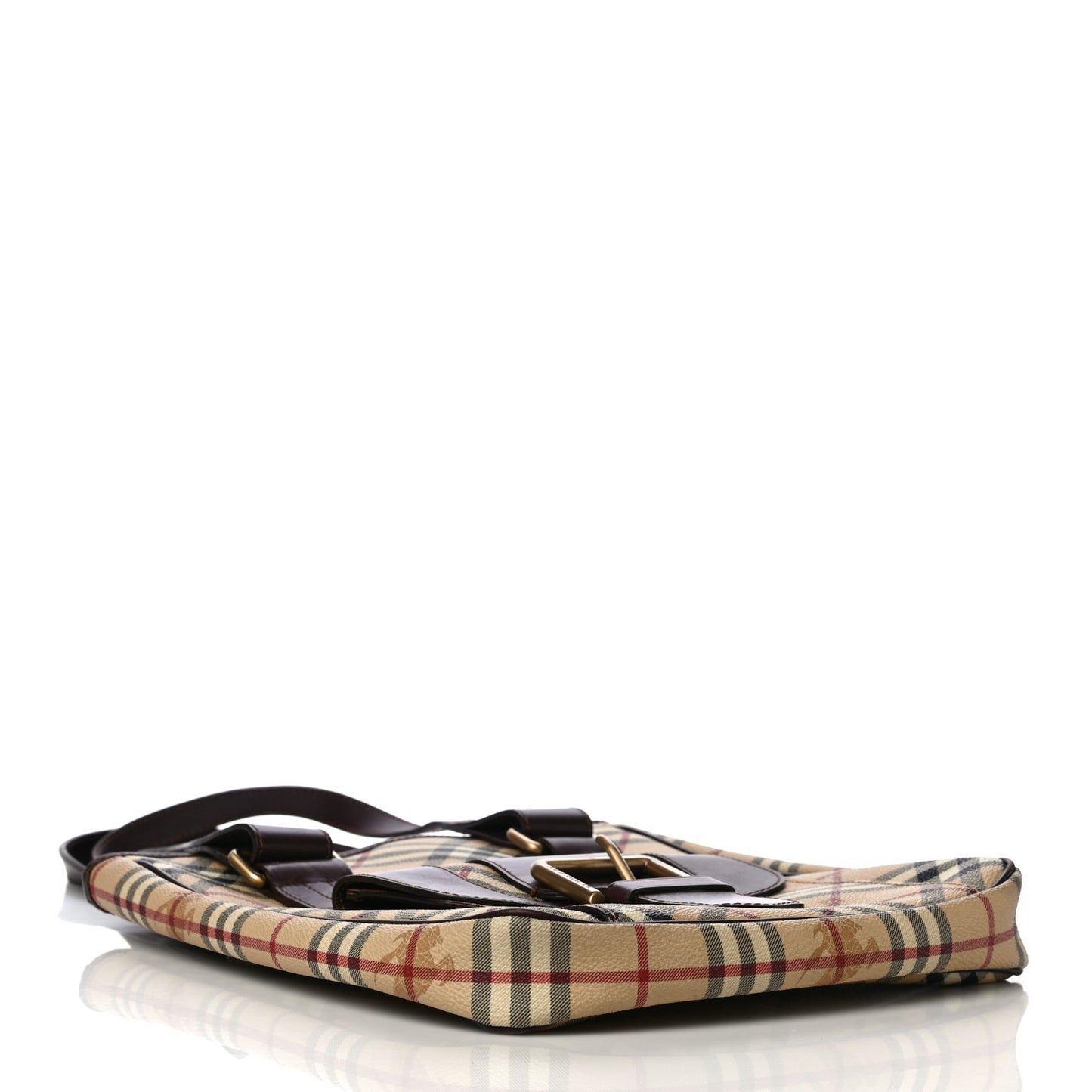 Haymarket Check Buckle Tote Brown
