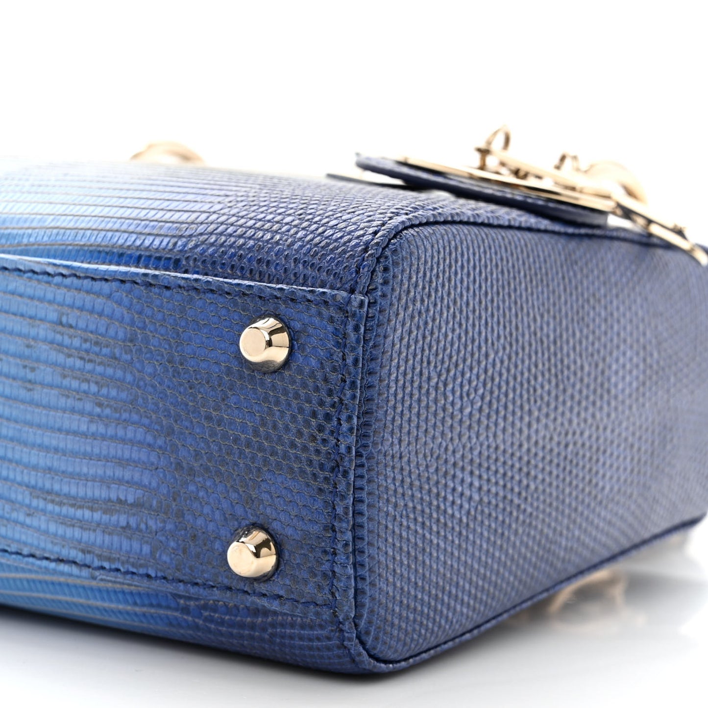 Lizard Gradient Mini Lady Dior Blue
