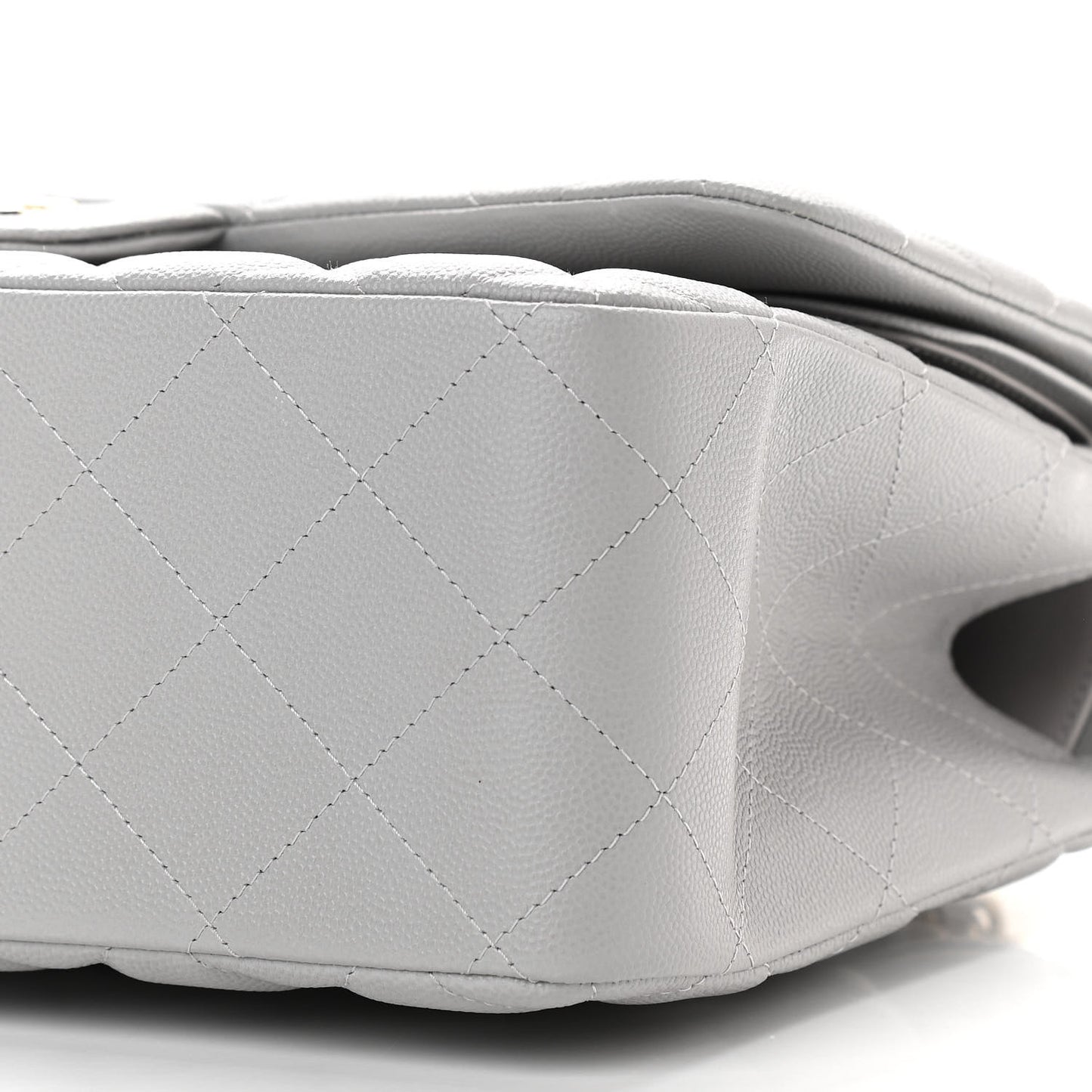 Caviar Quilted Jumbo Double Flap Grey