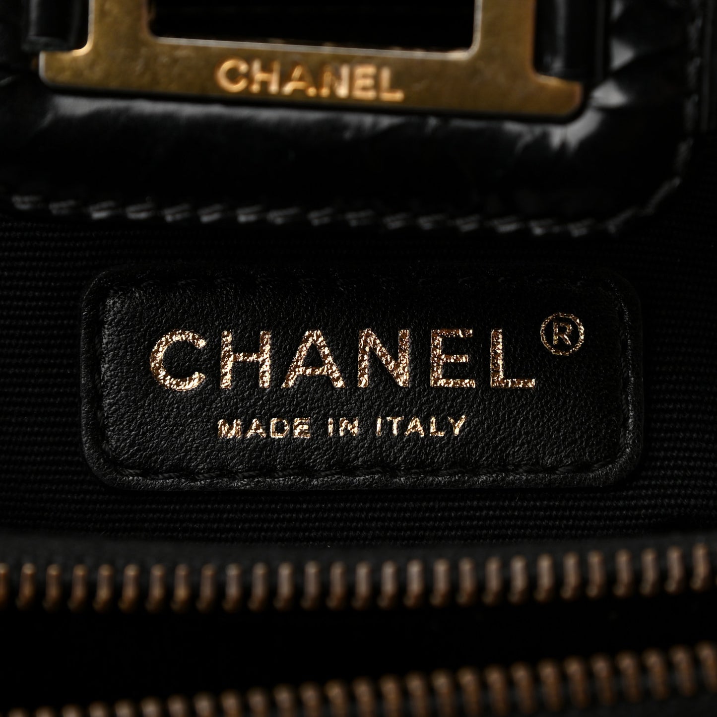 Glazed Crackled Calfskin Small Reissue Tote Black