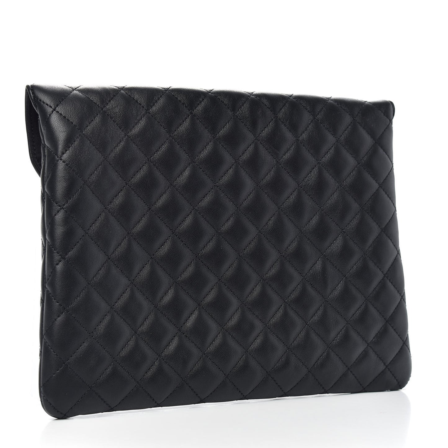 Lambskin Quilted Slipper Pouch Black