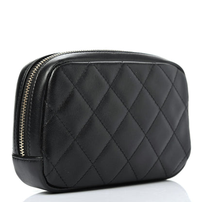 Chanel Lambskin Quilted Small Curvy Pouch Cosmetic Case Black 2 of 4