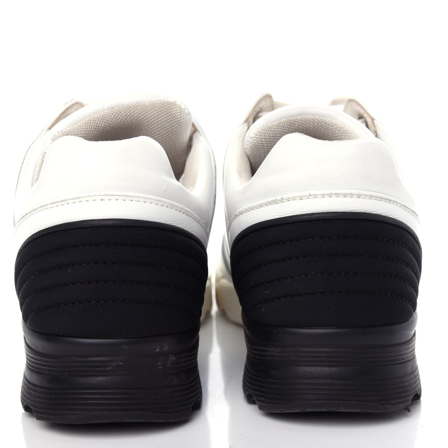 Chanel Calfskin Lambskin Womens CC Sneakers 38.5 White Black 7 of 11