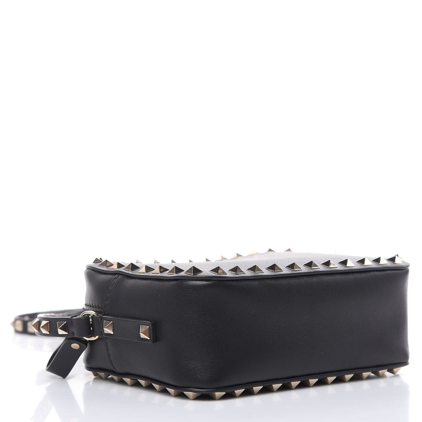 Calfskin Rockstud Camera Crossbody Bag Black
