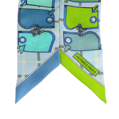 Hermes Silk Camails Twilly Vert Fluo Ciel Vert D Eau 3 of 5