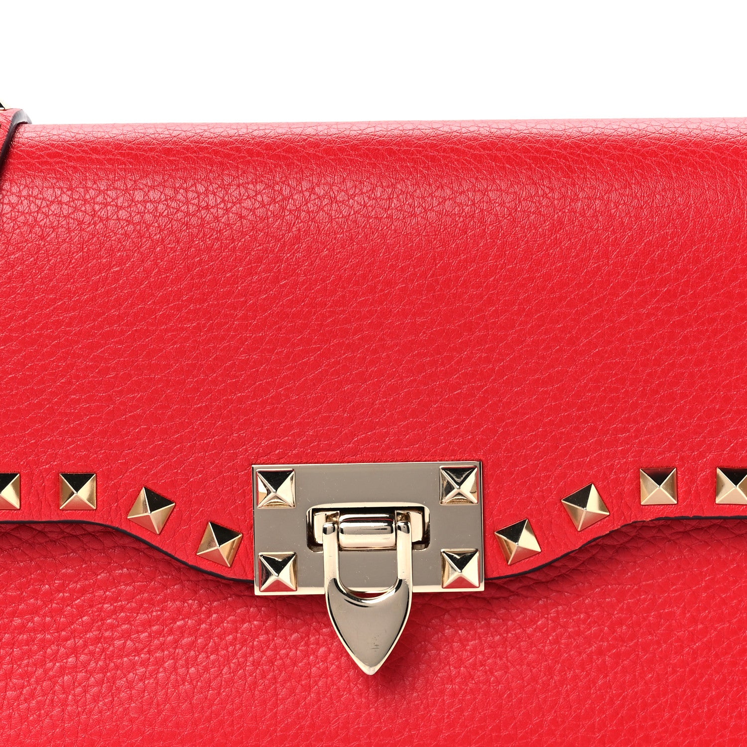 Valentino Garavani Pebbled Calfskin Medium Rockstud Flip Lock Crossbody Bag Red 8 of 10