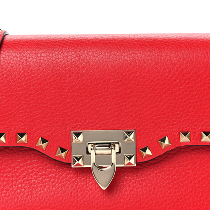 Valentino Garavani Pebbled Calfskin Medium Rockstud Flip Lock Crossbody Bag Red 8 of 10